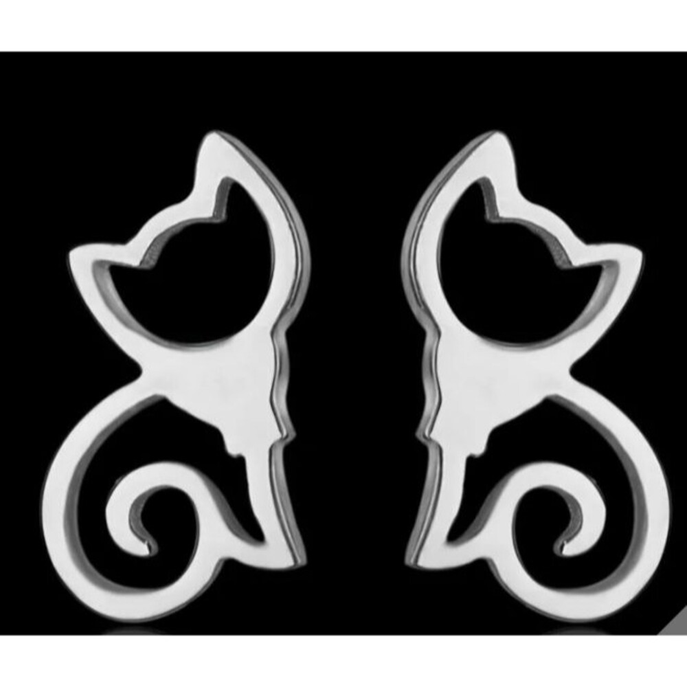 Tiny Stainless Steel Cat Stud Earrings ADORABLE!